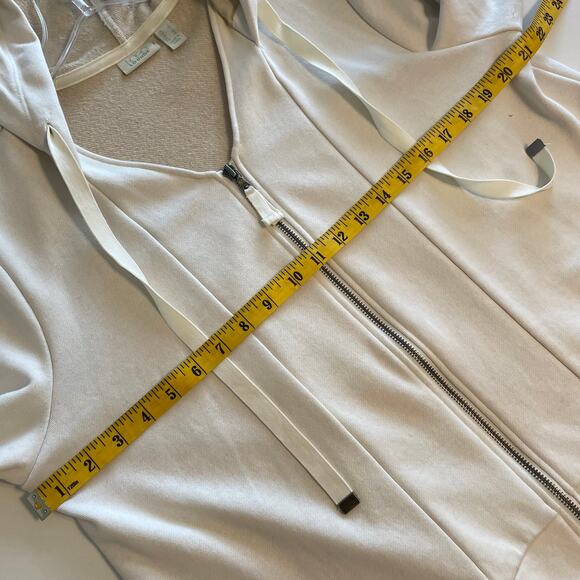 LOGO Lounge Full Zip Hoodie Womens Large Cream Jacket Pockets Topper Neutral - Picture 6 of 7